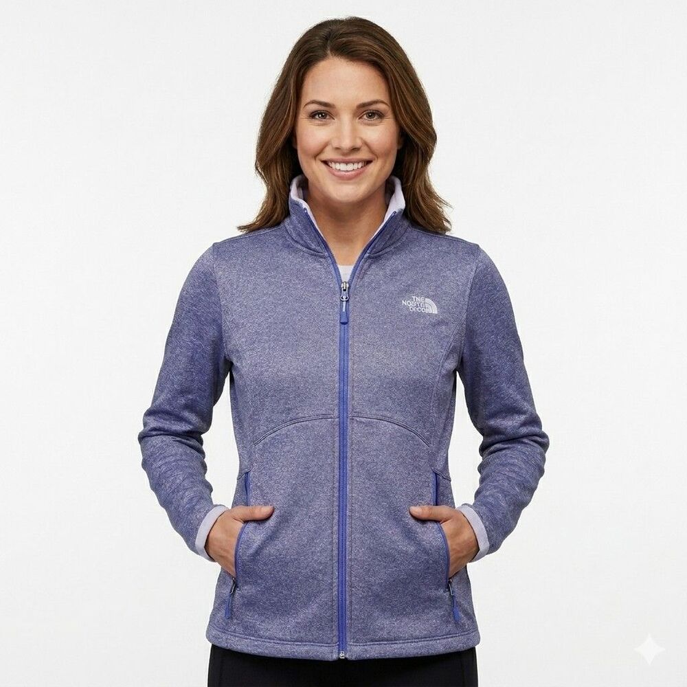The North Face Women's Medium Full Zip Fleece Jacket Heathered Blue/Purple